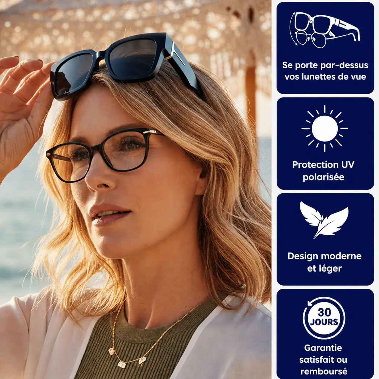 Lunettes solaires sur-lunettes